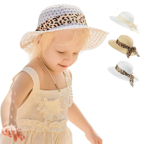 

2021 fashion baby hat ins bow sun beach sun shading breathable straw, Yellow