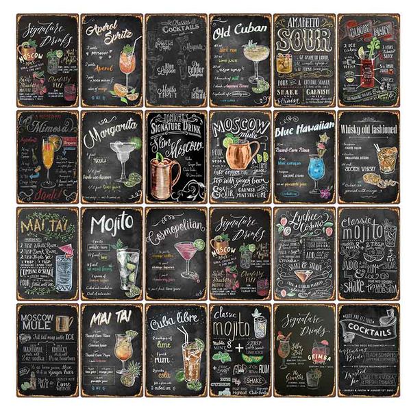 

mojito cuba libre cocktail metal signs vintage tin signs retro pub club bar decorative plates wall plaques home decor 20x30cm