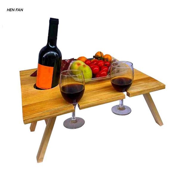 

outdoor pads m89d foldable wine table folding picnic wooden tray champagne beer glasses cups bottle rack cheese snack holder