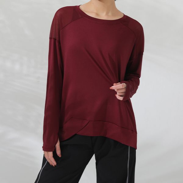 

women tracksuit te t-shirt clothing fall winter fitns ladi yoga wear net fight long-sleeved running sports loose casual, White