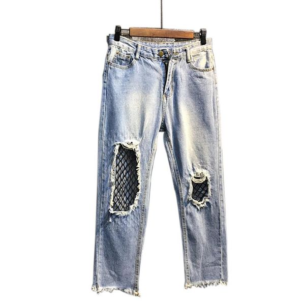 

ripped jeans boyfriend for women damen femme woman 7js012 women's, Blue