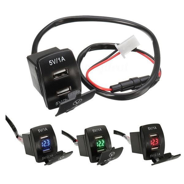 

hubs waterproof twin dual double 2 usb port 12v car socket lighter charger adapter