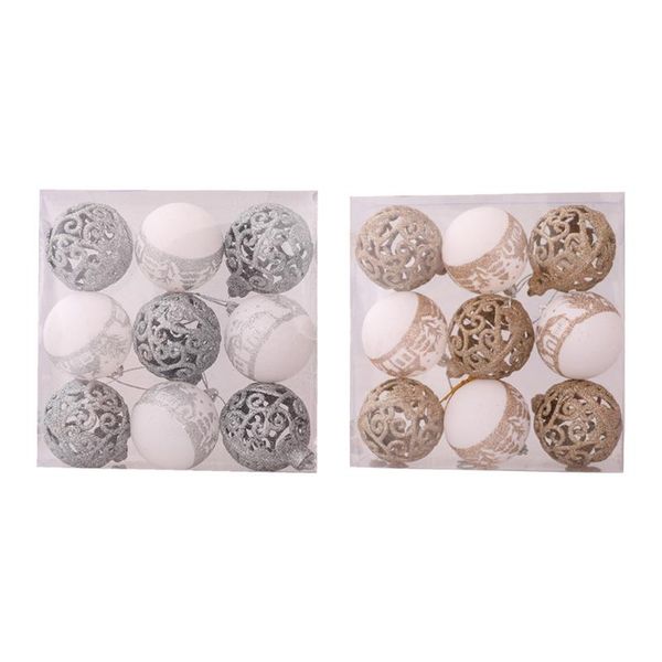 

party decoration 9pcs christmas balls creative painted hollow out tree ornaments