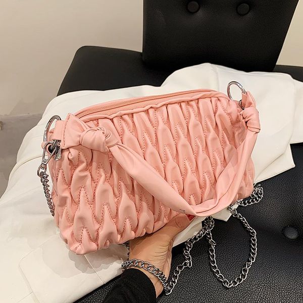 

evening bags pleated tote bag underarm 2021 summer soft pu leather women's designer handbag travel shoulder messenger purses