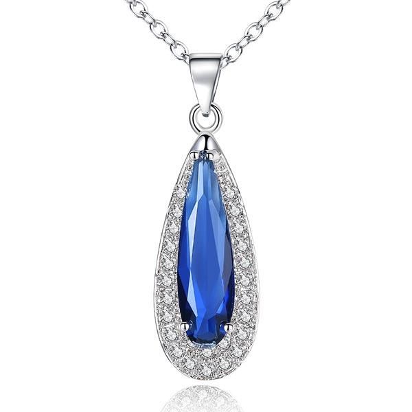 

pendant necklaces ladies long drop shape zircon necklace fashion glamour bag set colorful hanging jewelry, Silver