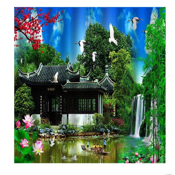 

modern custom chinese large 3d scenery curtains hd waterfall landscape for living room bedroom blackout drapes decor curtain &