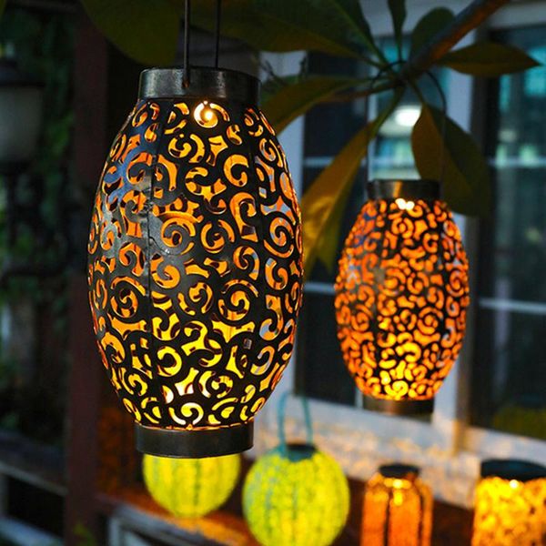 

solar lamps light led lantern outdoor powered hanging lamp waterproof landscape decor street balcony hollow