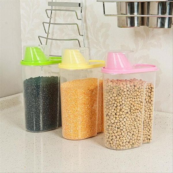 

25# cereals storage container airtight plastic kitchen seal pot cereal grain bean rice box canister jar bottles & jars