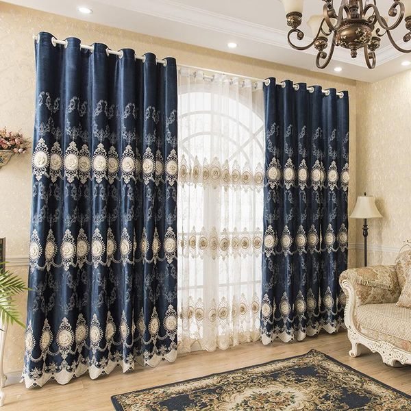 

curtain & drapes luxury 3d flower embroidery curtains for living room bedroom blackout european style elegance window