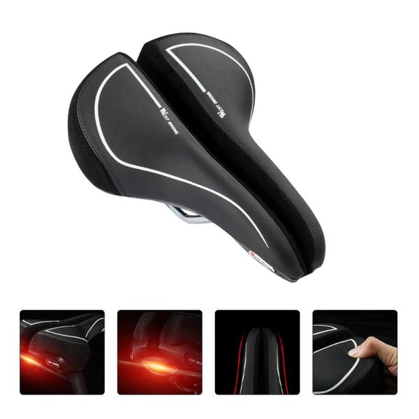 

bike saddles seat comfortable wide saddle cushion with creative taillight