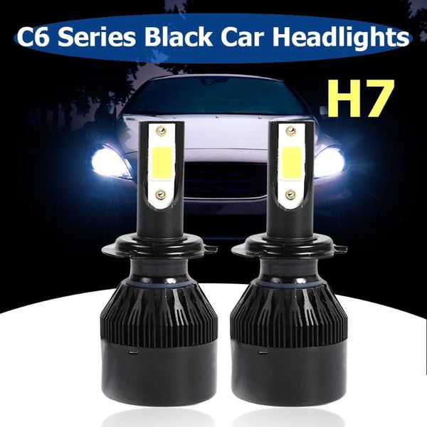 

car headlights 2pc c6 led headlight h7 h4 cob chip bulb 36w 8000lm headlamp auto lamps fog lights 9-32v 6500k kit