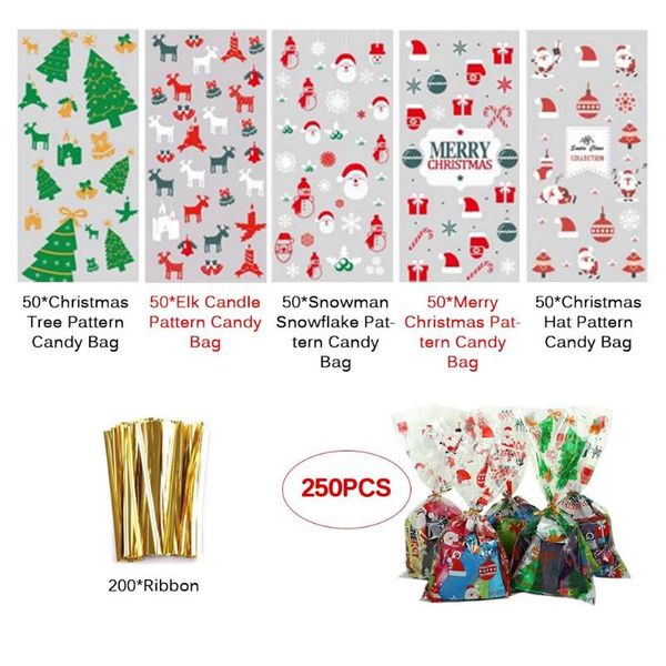 

christmas decorations 250pcs/set halloween candy bag cute smooth snack cellophane pocket sack party decoration supplies