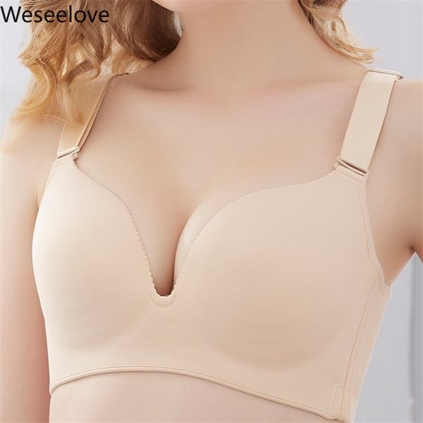 Weeseelove Seamless Sütyen Kadınlar için Seksi Push Up Sutyen Ultra Ince Artı Boyutu BH Kemiksiz Cilt İç Çamaşırı İstenmemiş Bralette M16-1 210728