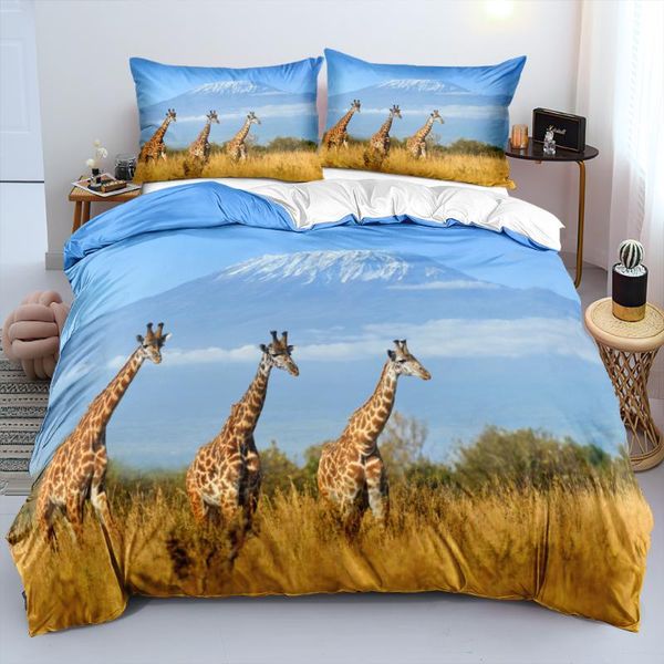 

bedding sets giraffe comforter covers 3d white quilt cover set pillow king  super twin size 140*200cm animal home textile