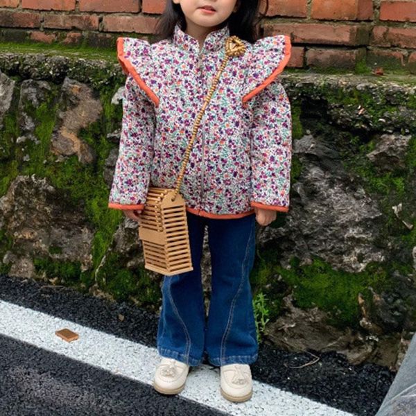 

jackets children's girls korean retro jacket coat children warm printing kids cute fashion clothing teeng casual clothes, Blue;gray