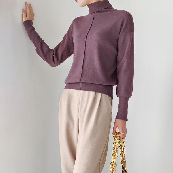 

women's sweaters brand design women pullover elegant turtleneck drop shoulders high waist black white long sleeve thin bottoming knit s, White;black