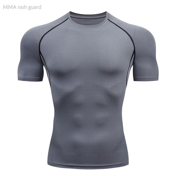 

compression t-shirt men's workout clothing short shirt grey bodybuilding quick dry sweat running summer jerseys, Black;blue