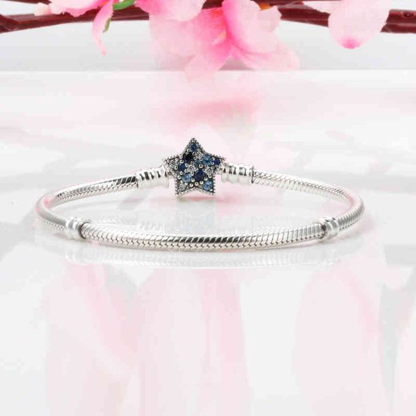 

authentic 100% 925 sterling silver bright star snake bone chain bracelet for women gift, Golden;silver