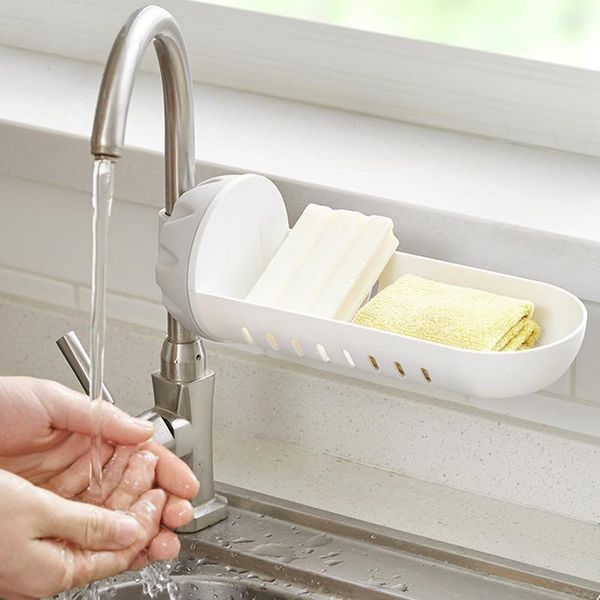 

kitchen storage & organization simple drain rack bathroom sink adjustable basket pp soap sponge faucet tool accessories s