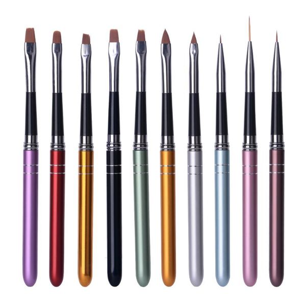 

nail brushes professional french stripe art liner brush set 3d tips manicure ultra-thin line drawing pen uv gel painting tools, Yellow