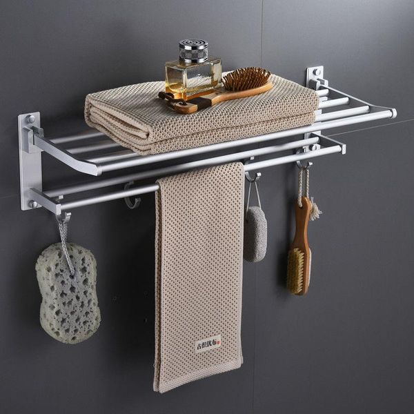 

towel racks holder space aluminum bathroom rack wall hanging accessories punch-shelf folding rail hardware