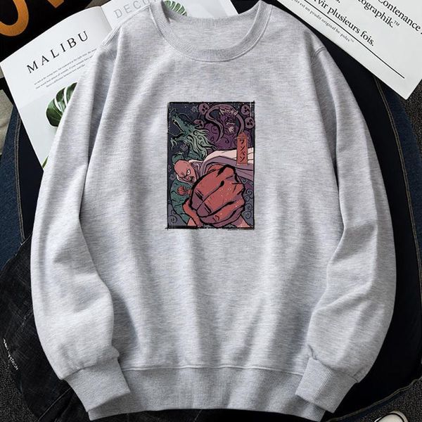 

men's hoodies & sweatshirts funny one punch man ukiyo-e cartoon japan anime hoodie male fashion loose outerwear autumn 2021 casual swea, Black