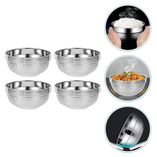 

bowls 4pcs household storage noodle fruit salad holders (silver)