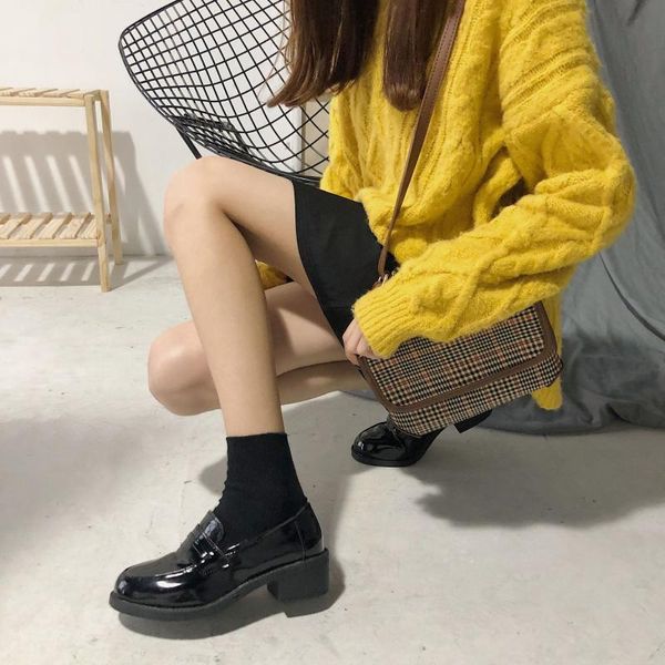 

dress shoes 2021 women lolita shoe mary jane platform for female student office lady high heels original sapatos femininos, Black