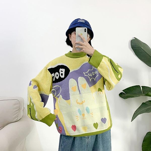 

original design autumn winter women thick sweater long sleeve playful pattern ladies pullover knitted jumpe women's sweaters, White;black