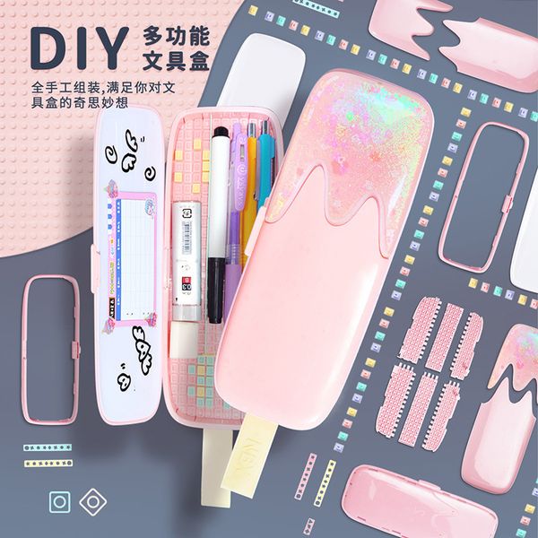 

pencil nbx net red quicksand diy assembled stationery box