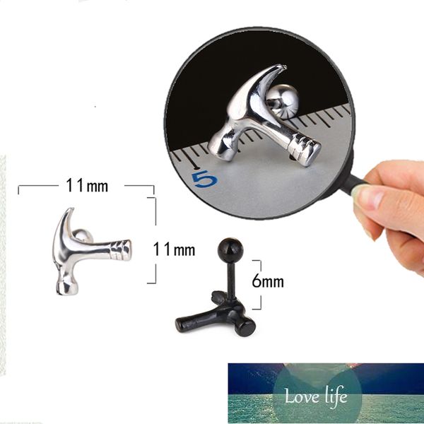 

hammer small cute stud earrings for men women black/steel/gold punk stainless steel earrings party factory price expert design quality, Golden;silver