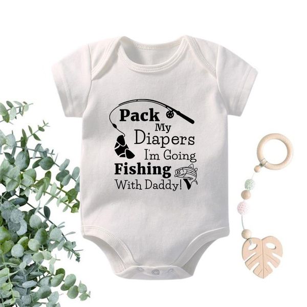 

rompers funny i' going fishing with daddy letter printed born baby boys girls short sleeve toddler jumpsuit outfits clothes, Blue