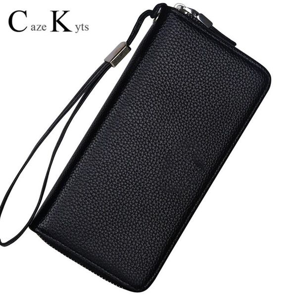 

wallets caze kyts 2021 men's wallet long zipper hand bag tide mobile phone business high-end clutch, Red;black