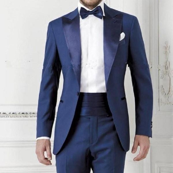 

men's suits & blazers navy blue prom men suit clothing groom wear tuxedos bridegroom mens 2021 (jacket+pants+bow tie) terno masculino c, White;black