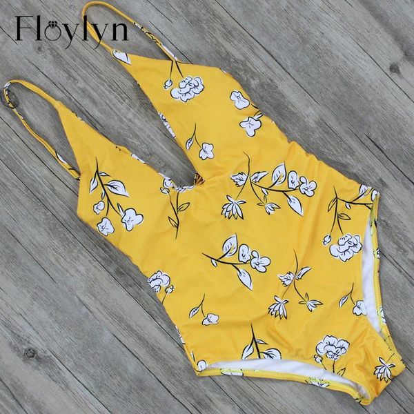 

one-piece suits floylyn summer 2021 swimsuit floral deep-v bathing suit women one piece swimwear beachwear