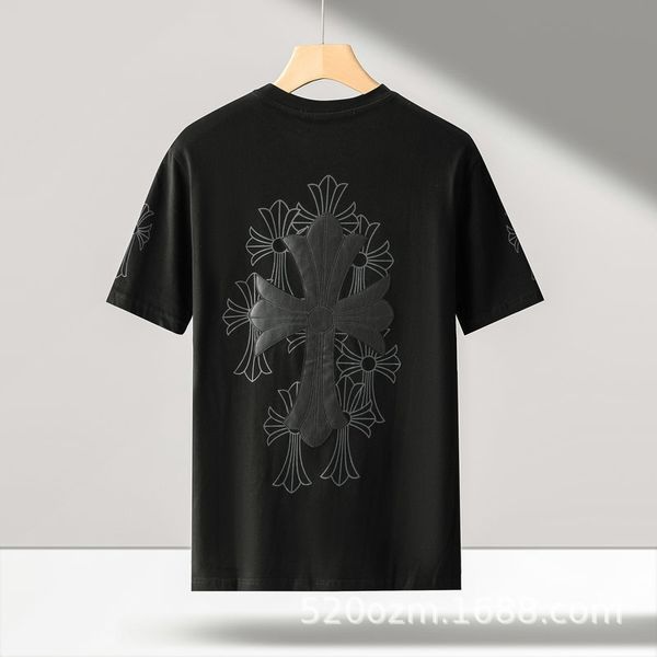 

65% off outlet online store chao brand cross guochao street hip hop men's and women's loose round neck short sleeve t-shirt, White;black