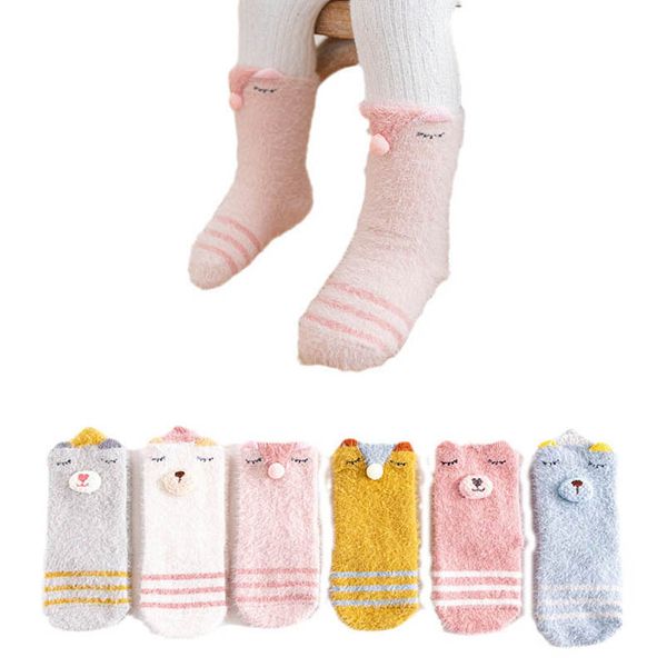 

baby socks newborn booties kids boys girls accessories autumn winter infant stockings keep warm cute cotton toddler wear velvet floor shoes, Pink;yellow