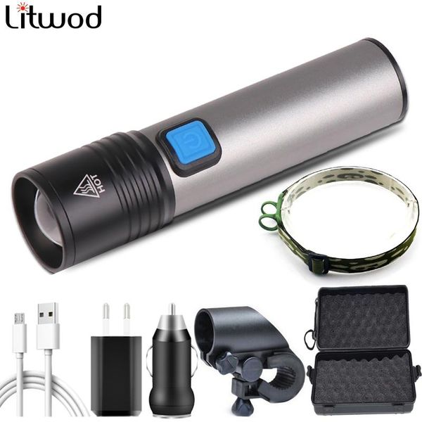 

flashlights torches built-in xm-l t6 led usb rechargeable battery zoom aluminum flashlamp waterproof lantern suitable for bicycle