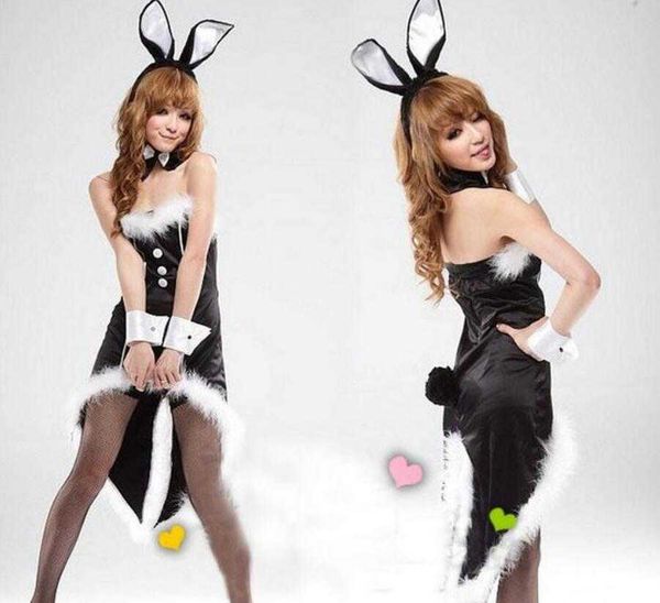 

black rabbit girl rabbit uniform christmas costume halloween pole dance fun uniform tuxedo, White