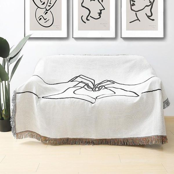 

blankets bohemian heart couch blanket camping simple geometric thread all seasons