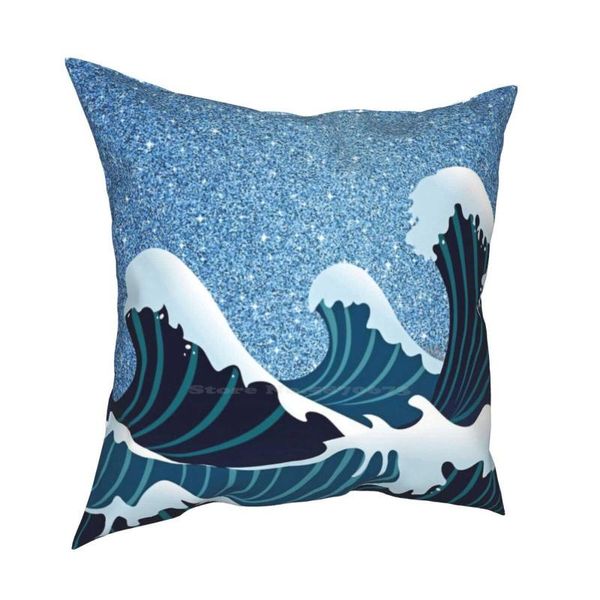 

pillow case olas del mar japones. pillows bedroom home decoration ilustracion diseÃ±o japones oceano agua tradicional era edo