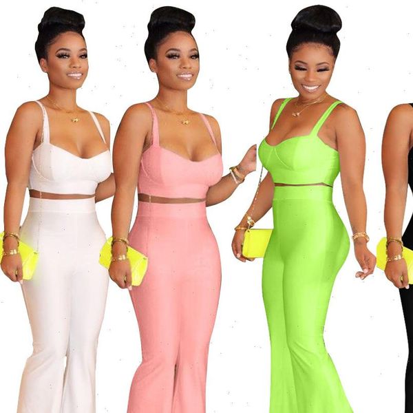 

womens tracksuits women sets summer strap pants suit two piece set night club party elegant sporty casual 2 pcs, Gray