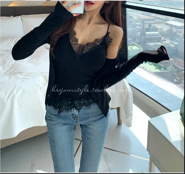 

korea womens tracksuits fashion bodycon sling cardigan suit two piece set women body harajuku crop thin lace summer, Gray