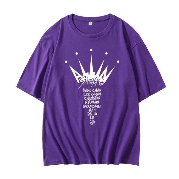 

women's t-shirt arrival kpop straykids all member names printing t shirt fashion dropped shoulder sleeve, White
