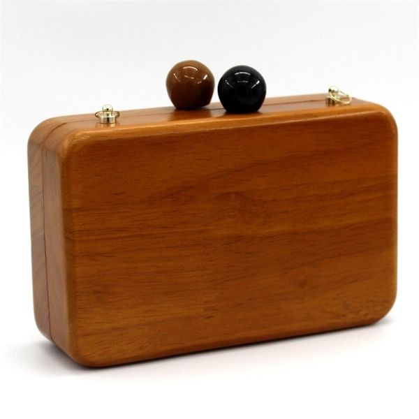 

new style round bead head wood grain banquet messenger storage dress bag
