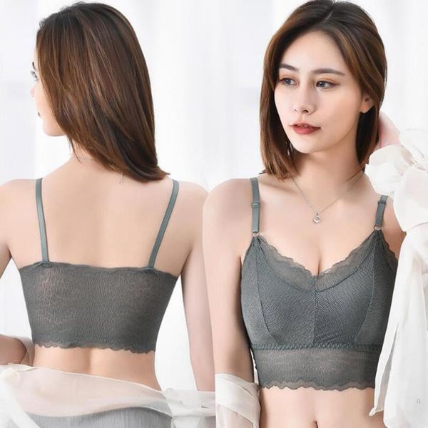 

bras fashion for women lace bralette thin straps bottoming tube solid color lingerie wireless brassiere underwear #a, Red;black