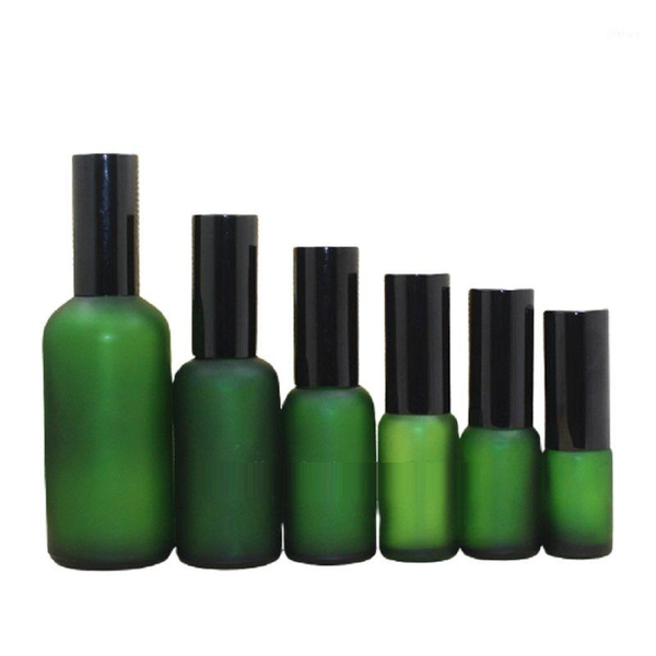 

storage bottles & jars 5ml 10ml 15ml 20ml 30ml 50ml 100ml green frost refillable glass empty bottle black lotion pump spray emulsion cosmeti