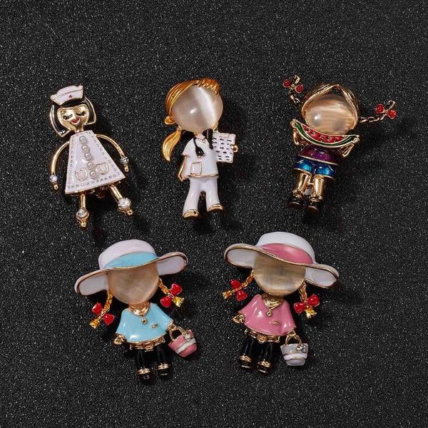 

pins, brooches fashion painter art lover office casual brooch pins for women enamel drawing little girl friends gifts, Gray