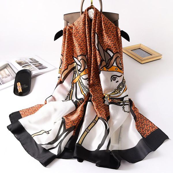 

scarves 2021 europe and the united states fashion spring autumn letter long shawl winter silk scarf women warm, Blue;gray
