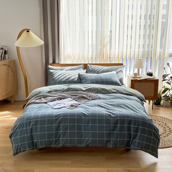

yarn dyed washed cotton 4 pcs bedding set ab design duvet cover bed sheet king  skincare breathable comforters 100% sets